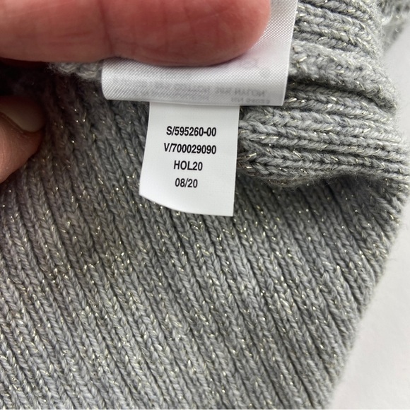 Banana Republic Cardigan Sz S Gray Open Front Oversized Silver Metallic Sparkles - Picture 11 of 11